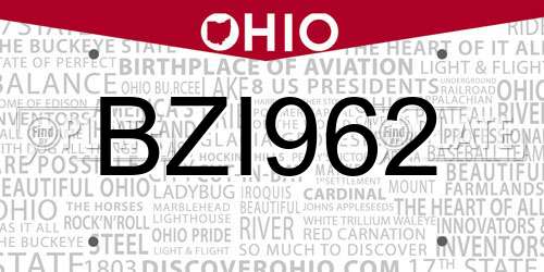 BZI962 Ohio License Plate