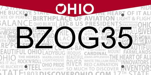 BZOG35 Ohio License Plate