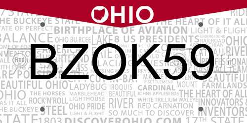 BZOK59 Ohio License Plate
