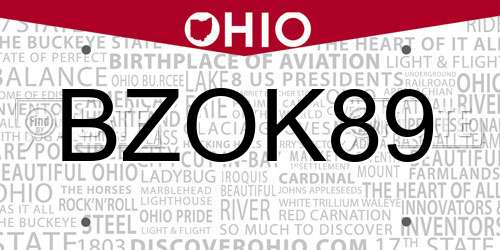 BZOK89 Ohio License Plate