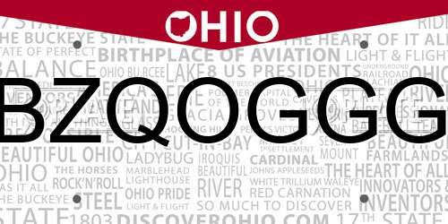 BZQOGGG Ohio License Plate