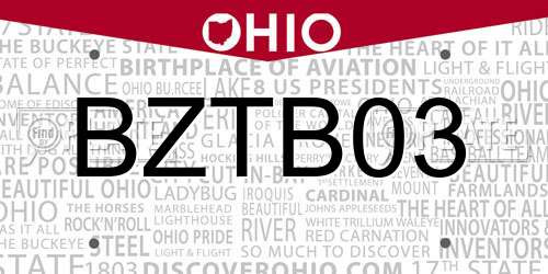 BZTB03 Ohio License Plate