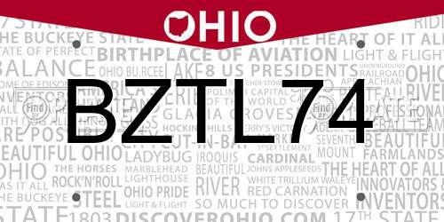 BZTL74 Ohio License Plate