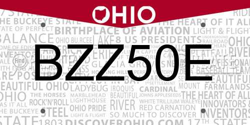 BZZ50E Ohio License Plate
