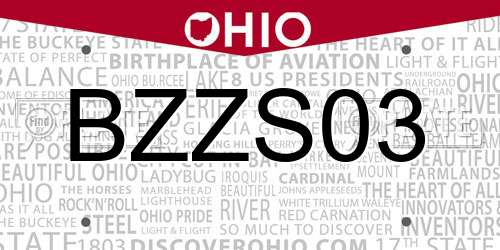 BZZS03 Ohio License Plate