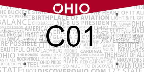 C01 Ohio License Plate
