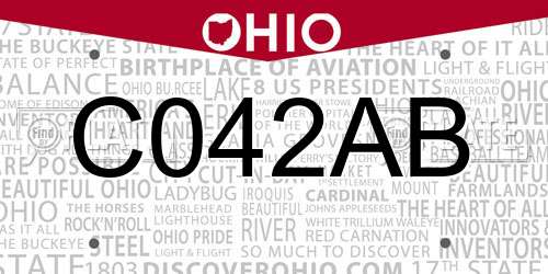 C042AB Ohio License Plate