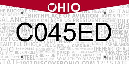 C045ED Ohio License Plate