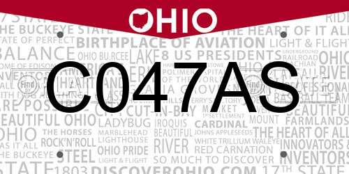 C047AS Ohio License Plate