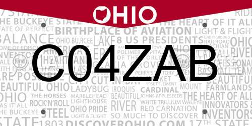 C04ZAB Ohio License Plate