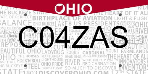 C04ZAS Ohio License Plate