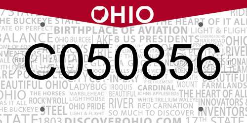 C050856 Ohio License Plate