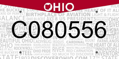 C080556 Ohio License Plate