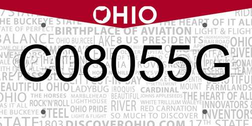 C08055G Ohio License Plate