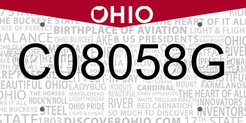 C08058G Ohio License Plate