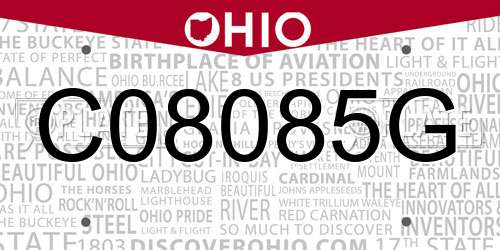 C08085G Ohio License Plate