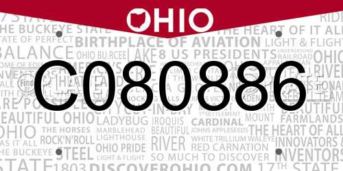 C080886 Ohio License Plate