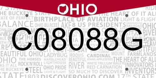C08088G Ohio License Plate