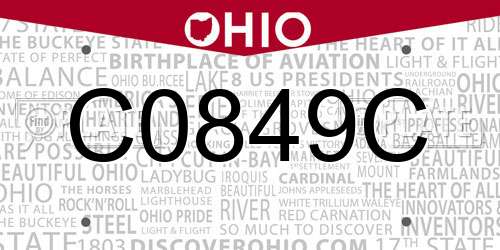 C0849C Ohio License Plate