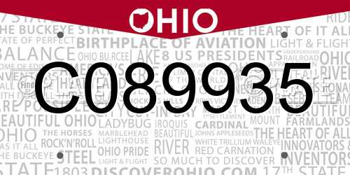 C089935 Ohio License Plate