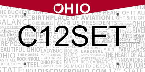 C12SET Ohio License Plate