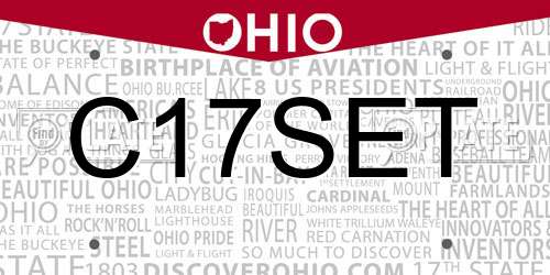 C17SET Ohio License Plate