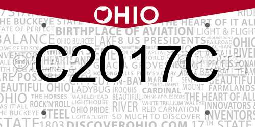 C2017C Ohio License Plate