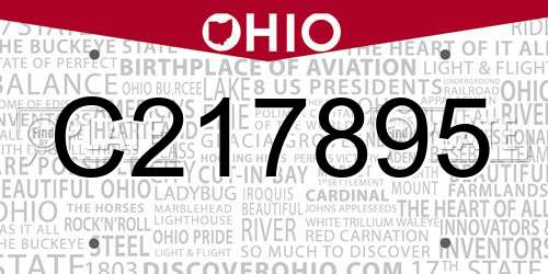 C217895 Ohio License Plate