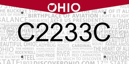 C2233C Ohio License Plate