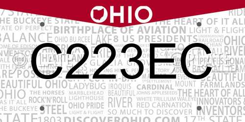 C223EC Ohio License Plate
