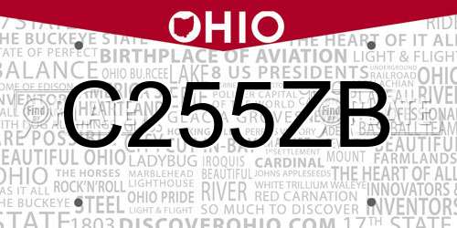 C255ZB Ohio License Plate