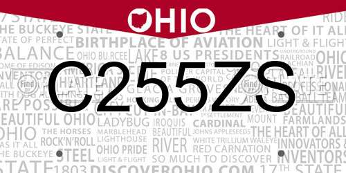 C255ZS Ohio License Plate
