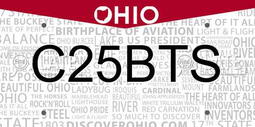 C25BTS Ohio License Plate