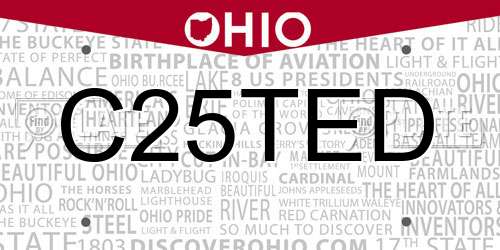 C25TED Ohio License Plate