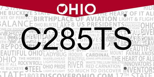 C285TS Ohio License Plate