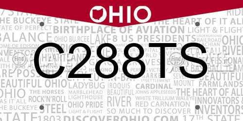 C288TS Ohio License Plate