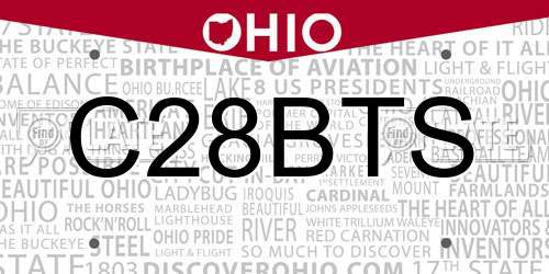 C28BTS Ohio License Plate