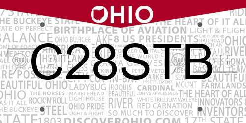 C28STB Ohio License Plate