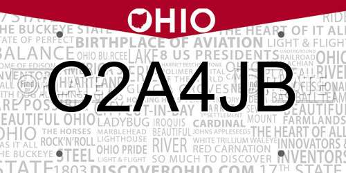 C2A4JB Ohio License Plate