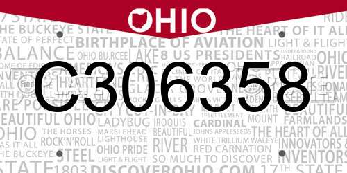 C306358 Ohio License Plate