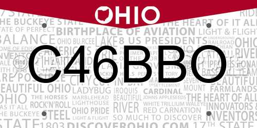 C46BBO Ohio License Plate