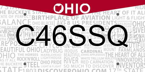 C46SSQ Ohio License Plate