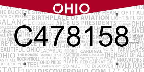 C478158 Ohio License Plate