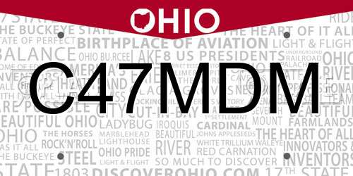 C47MDM Ohio License Plate
