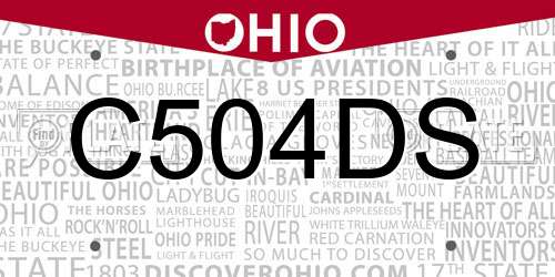 C504DS Ohio License Plate