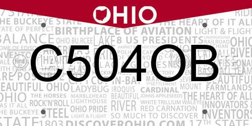 C504OB Ohio License Plate