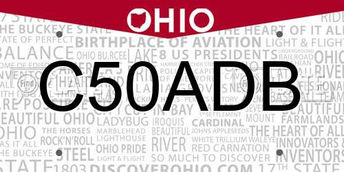 C50ADB Ohio License Plate