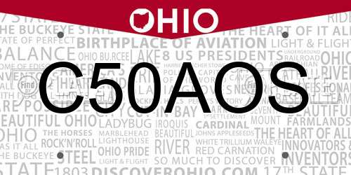 C50AOS Ohio License Plate