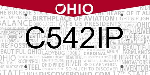 C542IP Ohio License Plate