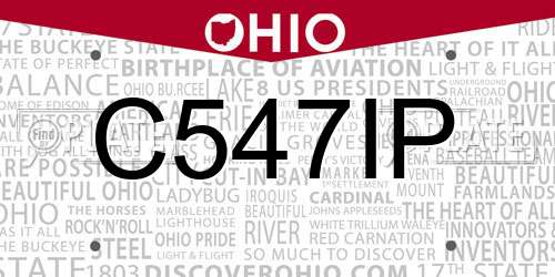 C547IP Ohio License Plate